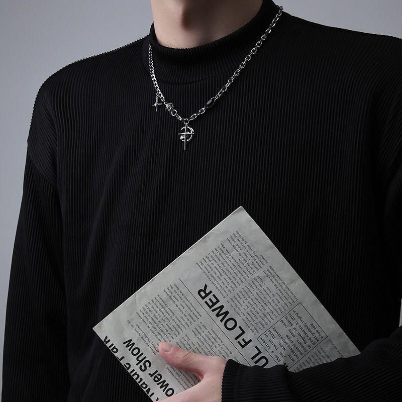 Muški titan čelik ogrlica s križnim lancem – svestran luksuzni modni dodatak za hip-hop ulični stil