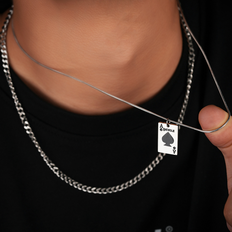 Ogrlica s Asom Pik od titan čelika, dvostruki kubanski lanac, unisex hip-hop stil