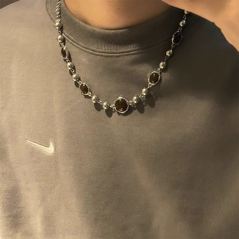 Muška ogrlica od tigrovog oka, ljeto, ne blijedi, minimalistički dizajn, luksuzan dojam, hip-hop modni dodatak, za svaki outfit