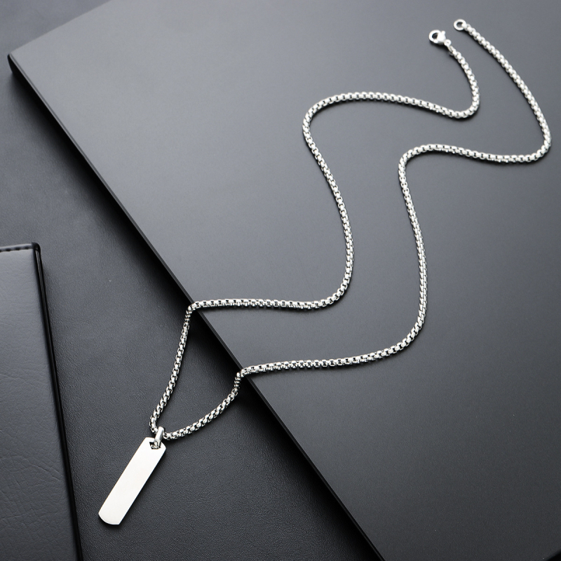 Ogrlica kvadratnog geometrijskog oblika od titan čelika, unisex, ne blijedi, elegantan retro minimalistički nakit