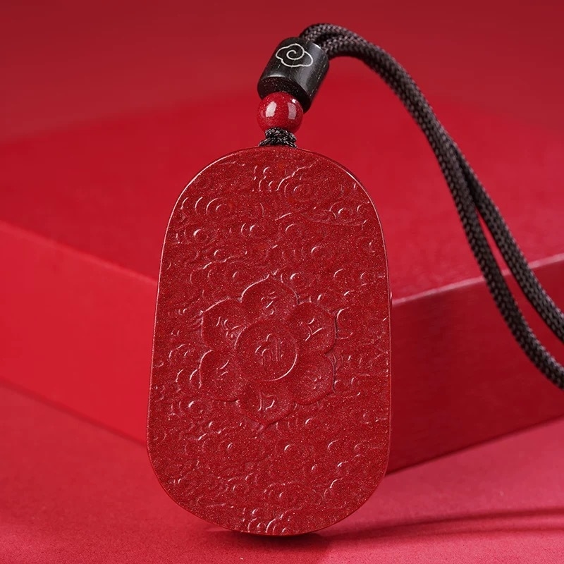 Férfi cinnabar Guanyin medál – Buddhista Bodhisattva nyaklánc
