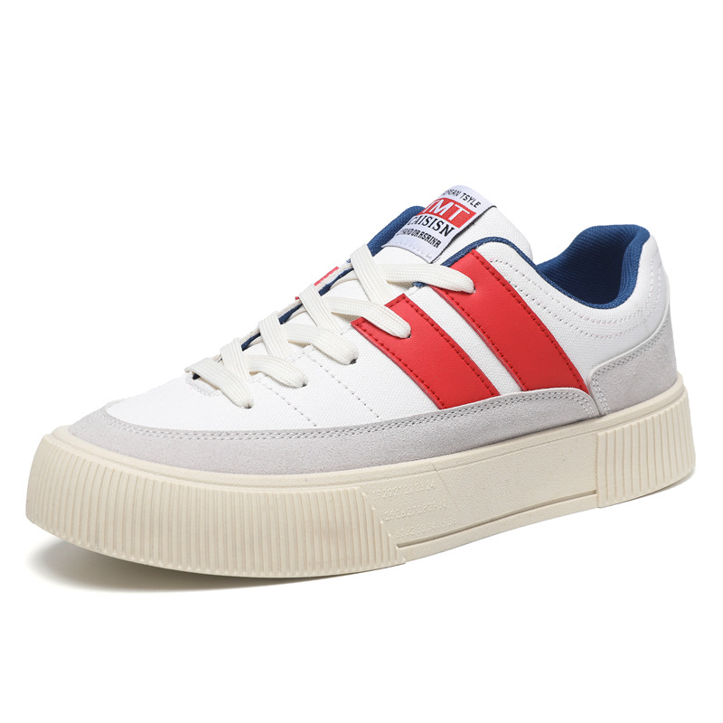 Koreai stílusú férfi sportcipő, alacsony profilú, vastag talppal, színblokkokkal, oversize mindennapi sneakers.