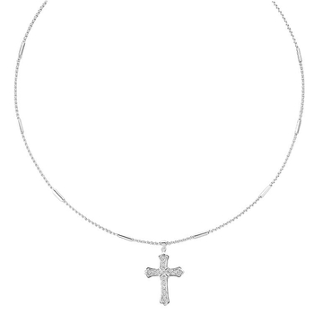 Ogrlica s križem od bijelog cirkonija, titan čelik, unisex