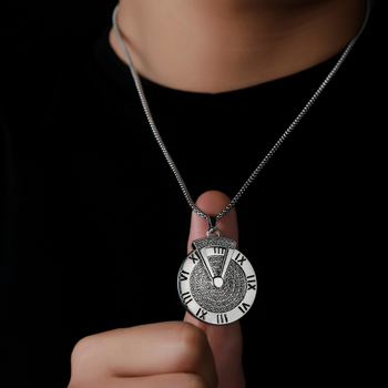 Unisex ogrlica s rimskim brojevima i dijamantima, diskasti privjesak, minimalistički hip-hop stil