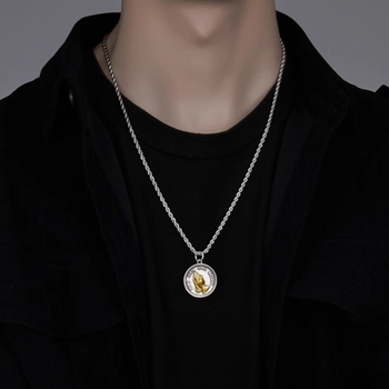 Ogrlica s rukama u molitvi od titan čelika, unisex, retro dizajn, jedinstven privjesak