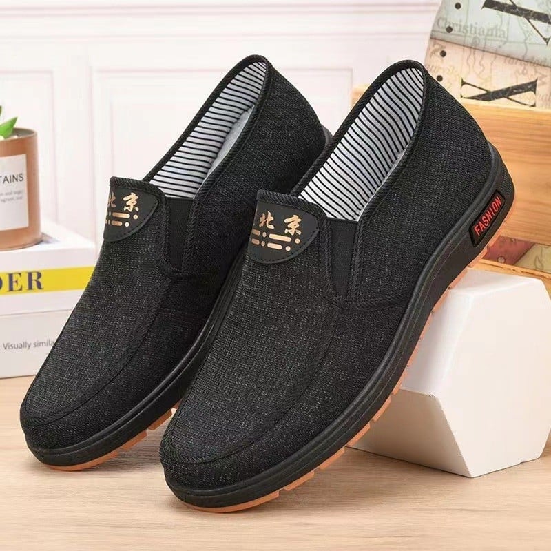 Мъжки обувки Slip-On, канвас горна част, нисък връх, кръгъл нос, подходящи за ходене и шофиране