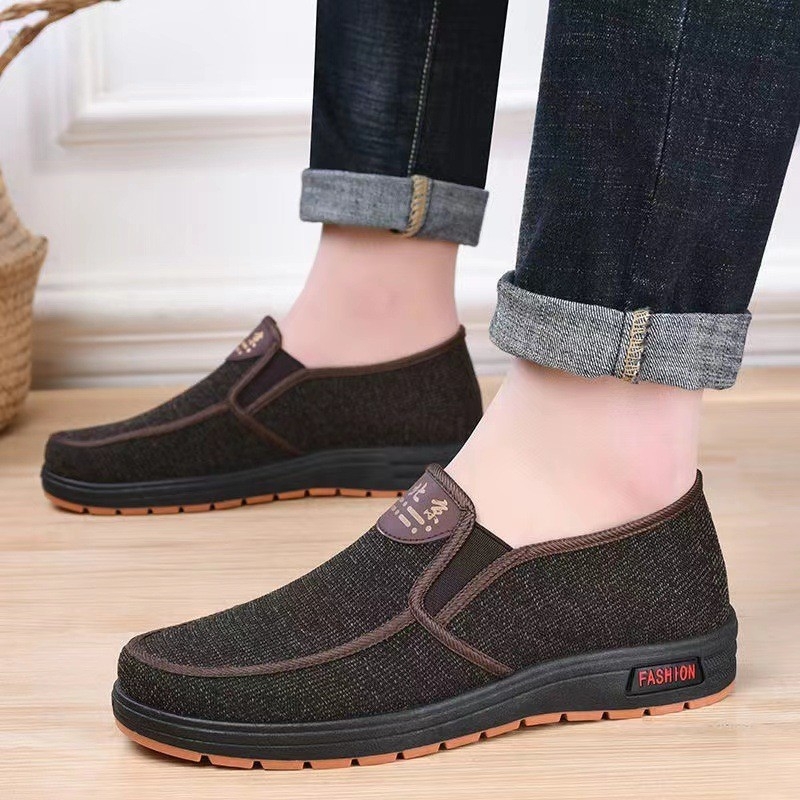Мъжки обувки Slip-On, канвас горна част, нисък връх, кръгъл нос, подходящи за ходене и шофиране