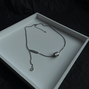 Unisex ogrlica od titan čelika, podesiva duljina 41–50 cm, minimalistički geometrijski dizajn, privjesak od legure