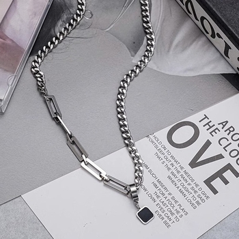 Unisex ogrlica od titan čelika s geometrijskim privjeskom, minimalistički dizajn, otporna na izblijedivanje, duljina 41–50 cm