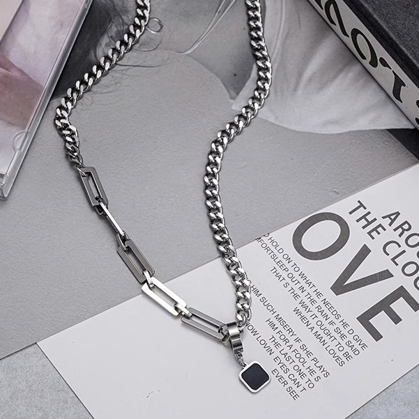 Unisex ogrlica od titan čelika s geometrijskim privjeskom, minimalistički dizajn, otporna na izblijedivanje, duljina 41–50 cm