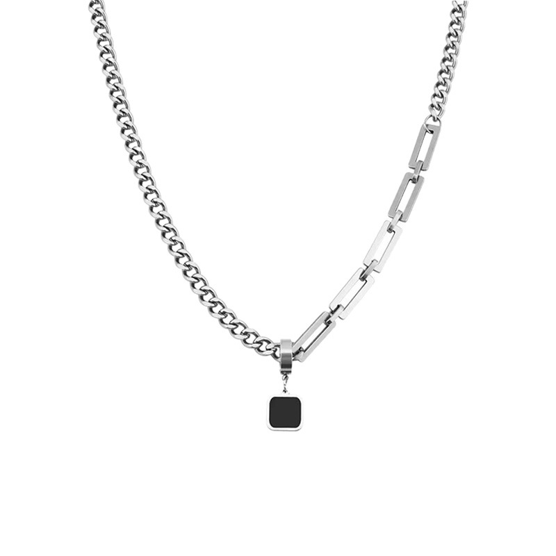 Unisex ogrlica od titan čelika s geometrijskim privjeskom, minimalistički dizajn, otporna na izblijedivanje, duljina 41–50 cm