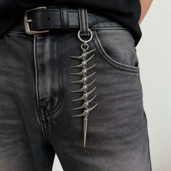 Veriga za struk s oblikom ribje kosti, za traperice i torbe, unisex, hip-hop punk stil