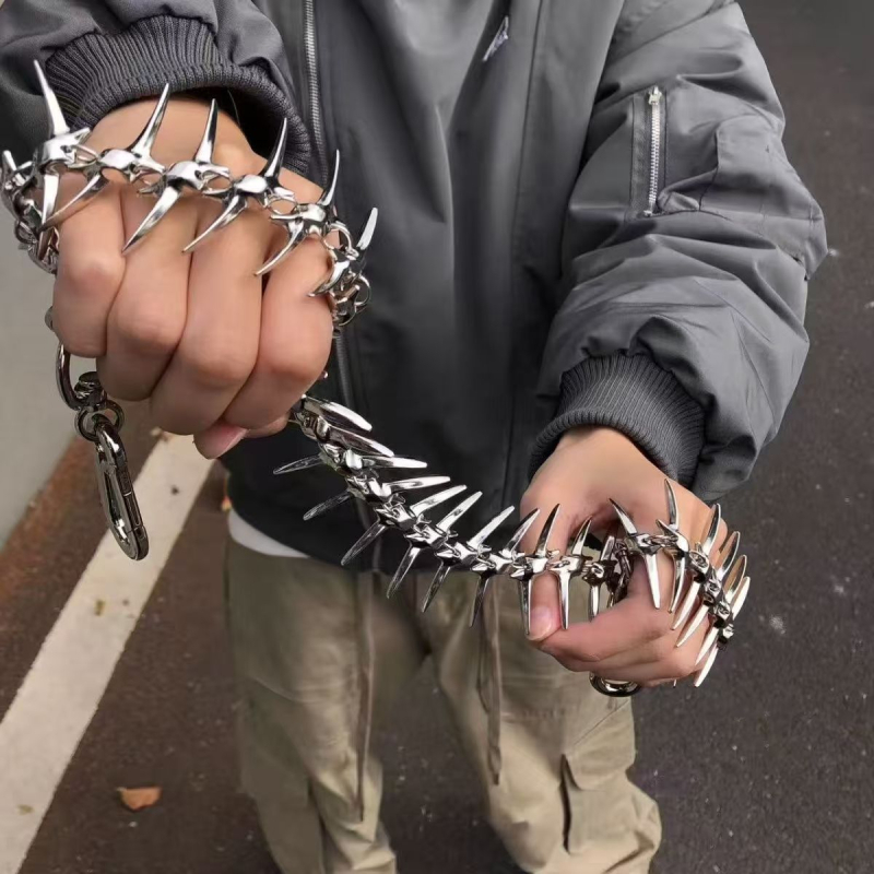 Veriga za struk s oblikom ribje kosti, za traperice i torbe, unisex, hip-hop punk stil