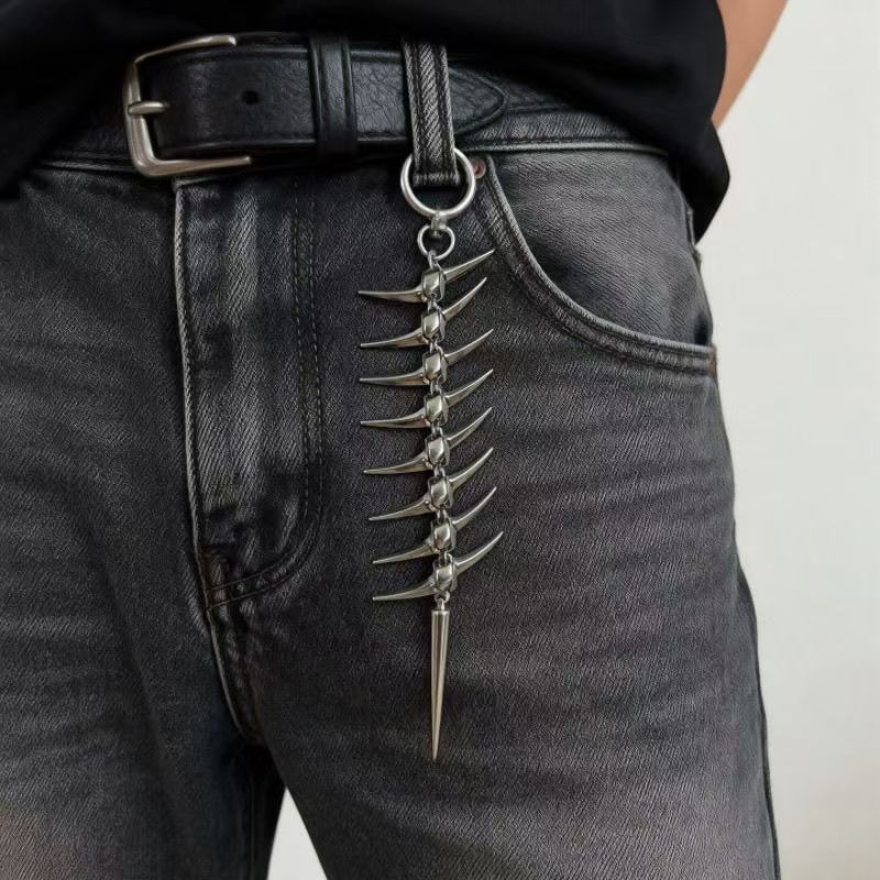 Veriga za struk s oblikom ribje kosti, za traperice i torbe, unisex, hip-hop punk stil
