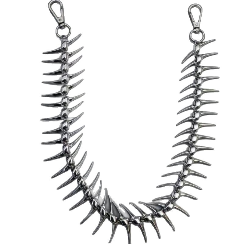 Veriga za struk s oblikom ribje kosti, za traperice i torbe, unisex, hip-hop punk stil