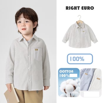 Cămașă europeană cu mânecă lungă pentru băieți, îmbrăcăminte casual de primăvară, îmbrăcăminte pentru copii în stil nou, cămașă pentru bebeluși și copii mici, stil de primăvară și toamnă.