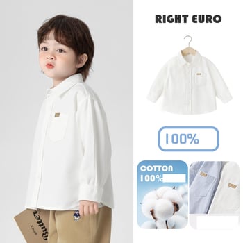 Cămașă europeană cu mânecă lungă pentru băieți, îmbrăcăminte casual de primăvară, îmbrăcăminte pentru copii în stil nou, cămașă pentru bebeluși și copii mici, stil de primăvară și toamnă.