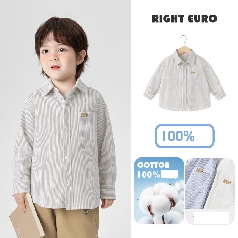 Cămașă europeană cu mânecă lungă pentru băieți, îmbrăcăminte casual de primăvară, îmbrăcăminte pentru copii în stil nou, cămașă pentru bebeluși și copii mici, stil de primăvară și toamnă.