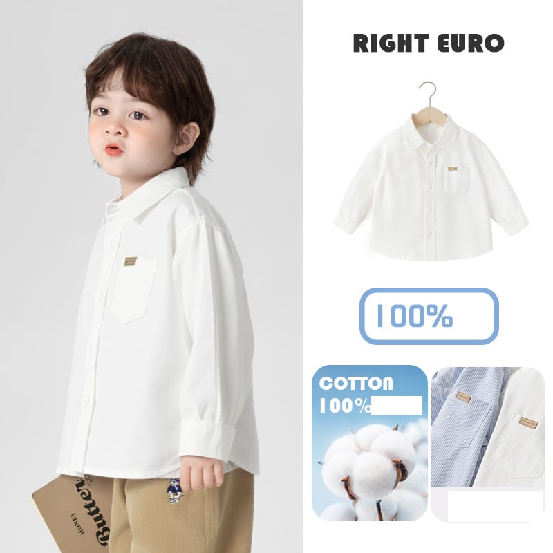 Cămașă europeană cu mânecă lungă pentru băieți, îmbrăcăminte casual de primăvară, îmbrăcăminte pentru copii în stil nou, cămașă pentru bebeluși și copii mici, stil de primăvară și toamnă.