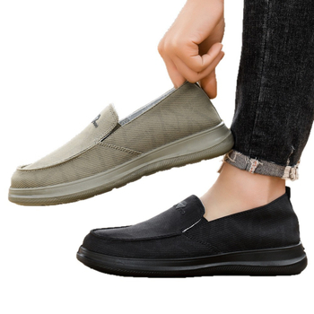 Férfi slip-on textilcipő PU talppal, légáteresztő, kényelmes mindennapi munkacipő tavaszra