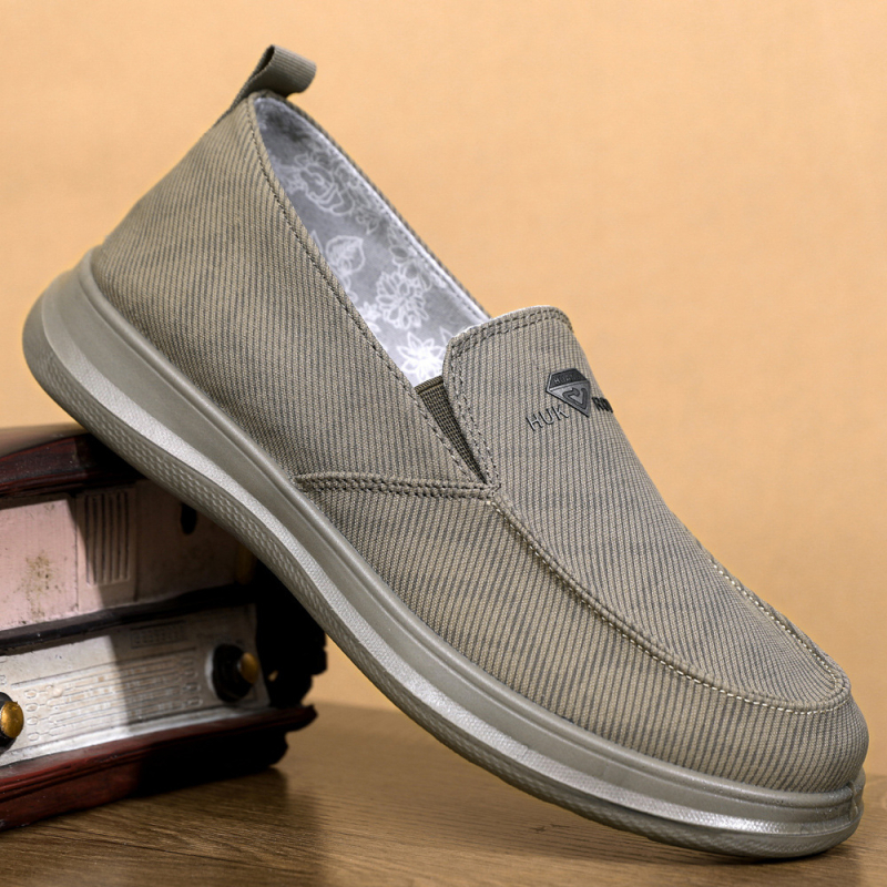 Férfi slip-on textilcipő PU talppal, légáteresztő, kényelmes mindennapi munkacipő tavaszra