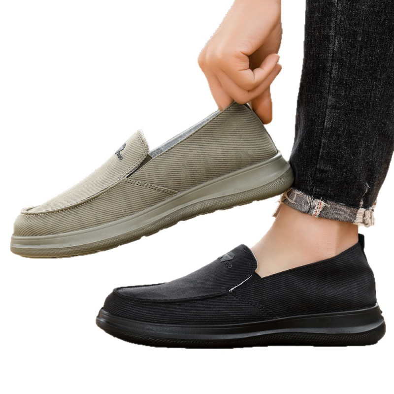 Férfi slip-on textilcipő PU talppal, légáteresztő, kényelmes mindennapi munkacipő tavaszra