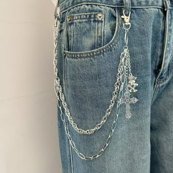 Metalni kaiš-veriga za traperice, hip-hop ulični stil, svestran dodatak za hlače