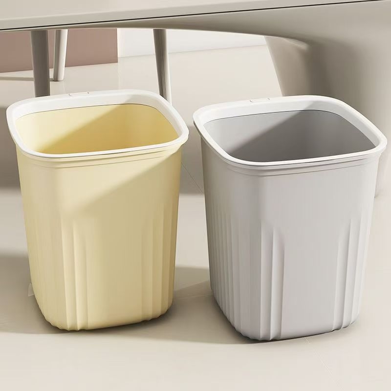 Kvadratna plastična kanta za otpad bez poklopca, kremaste boje, 12 L, za kuhinju i kupaonicu