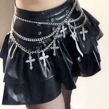 Križni lanac za struk, višeslojni metalni punk pojas s gotičkim stilom za cosplay
