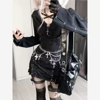 Križni lanac za struk, višeslojni metalni punk pojas s gotičkim stilom za cosplay