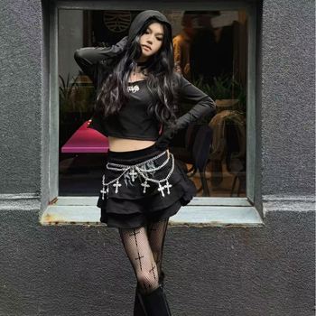 Križni lanac za struk, višeslojni metalni punk pojas s gotičkim stilom za cosplay