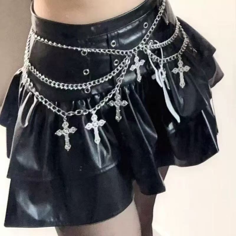 Križni lanac za struk, višeslojni metalni punk pojas s gotičkim stilom za cosplay