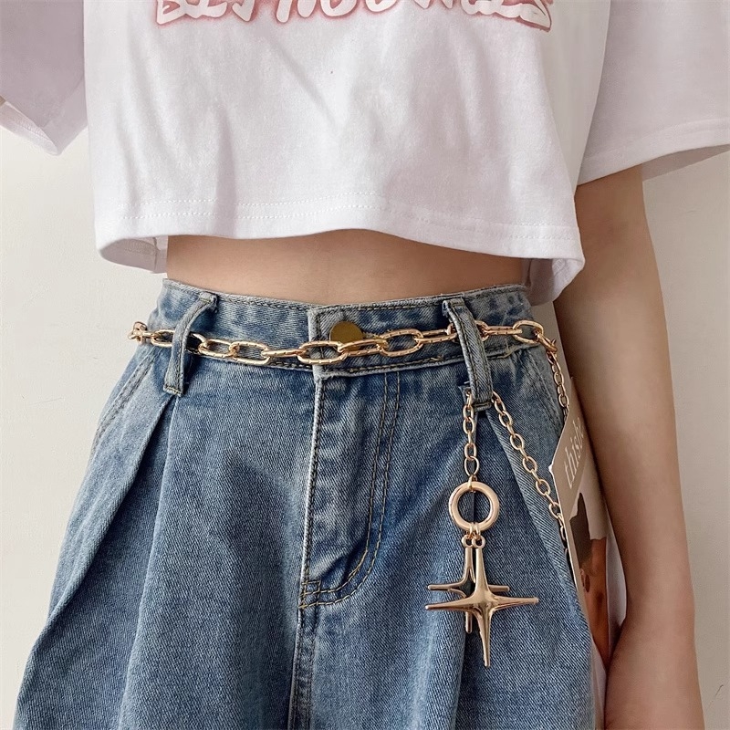 Zvjezdani kaiš za struk – metalni lanac, ljeto, jednostavan i svestran ukrasni dodatak haljinama