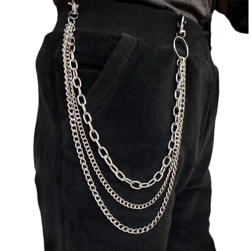 Metalni kaiš za struk s višestrukim krugovima, unisex, hip-hop retro punk stil