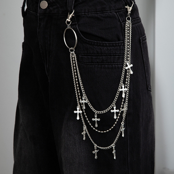Lanac za struk s križem, hip-hop punk stil, geometrijski višeslojni metalni lanci, unisex