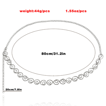 Ženski metalni geometrijski spiralni lanac za struk — ljetni lanac za tijelo za plažu