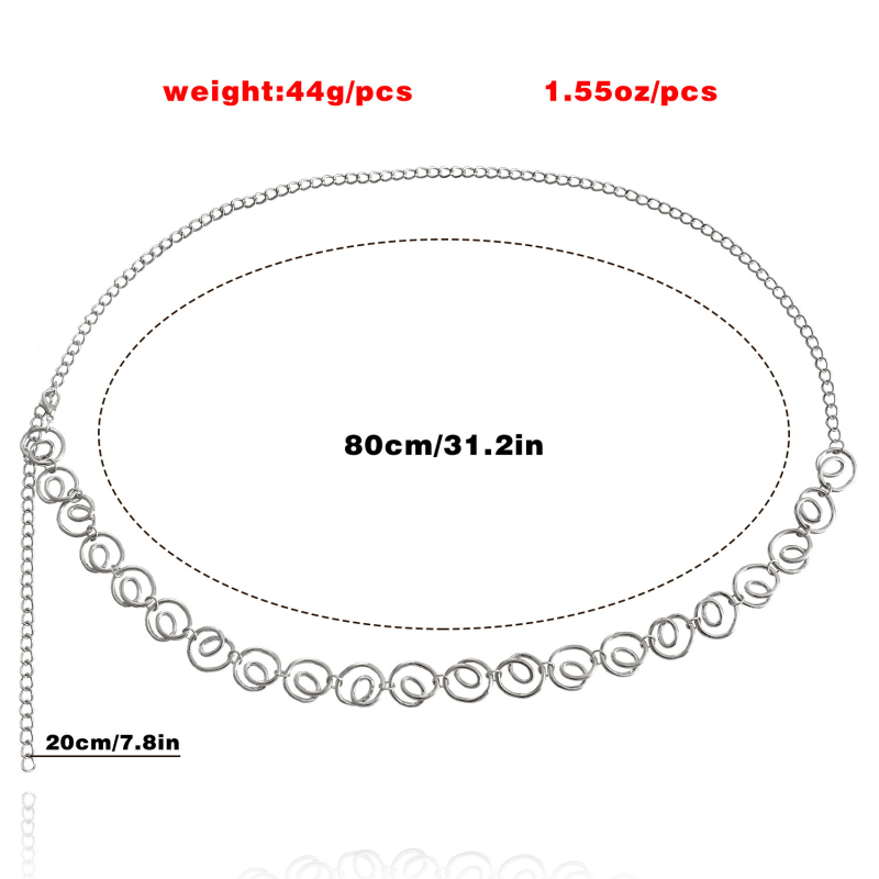Ženski metalni geometrijski spiralni lanac za struk — ljetni lanac za tijelo za plažu