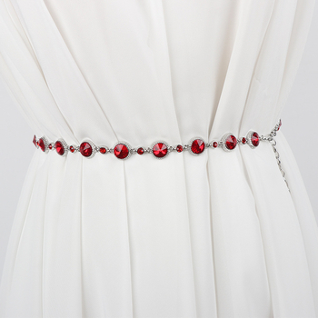 Ženski lančić za pojas s kristalima, metalni kaiš, duljina 120 cm, širina ispod 2 cm, elegantan dodatak za haljine i kapute