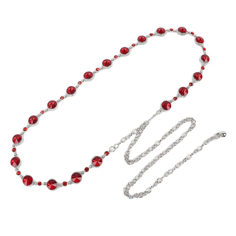 Ženski lančić za pojas s kristalima, metalni kaiš, duljina 120 cm, širina ispod 2 cm, elegantan dodatak za haljine i kapute