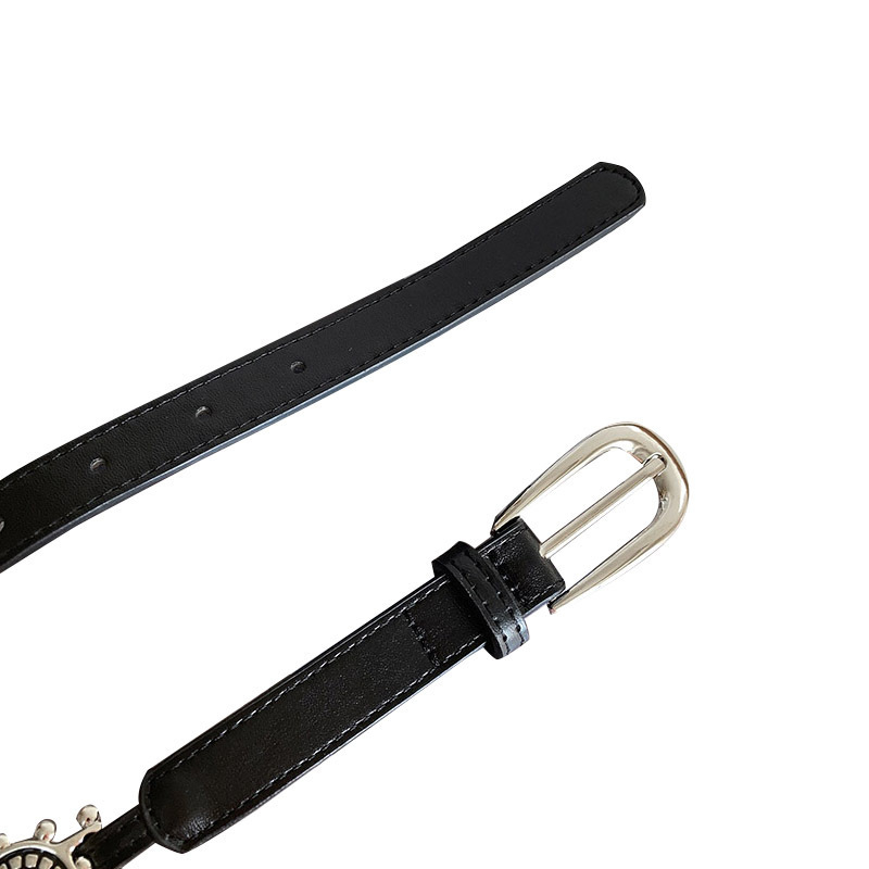 Curea din piele gravată în stil american retro, cu lanț de talie – accesoriu elegant și versatil pentru jeanși