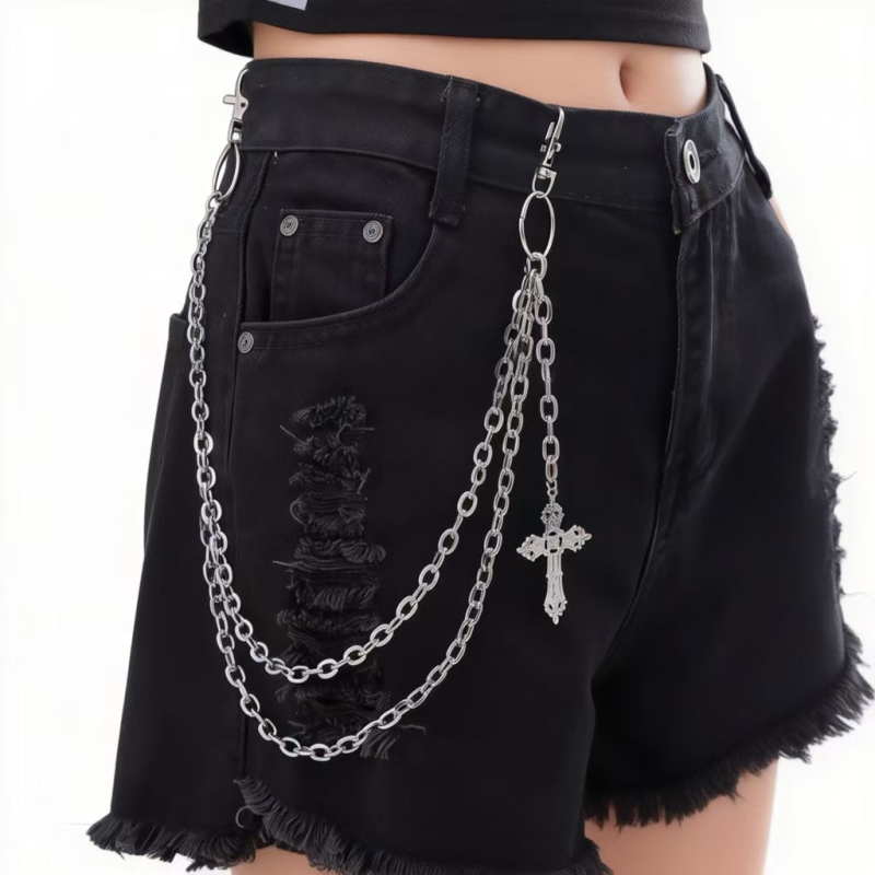 Vintage višeslojni lanac za struk s križem, metalni dodatak za hlače, unisex