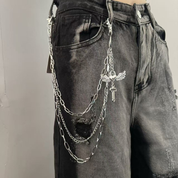 Metalni kaiš za struk s trostrukim dizajnom, križni privjesak, punk hip-hop rok stil