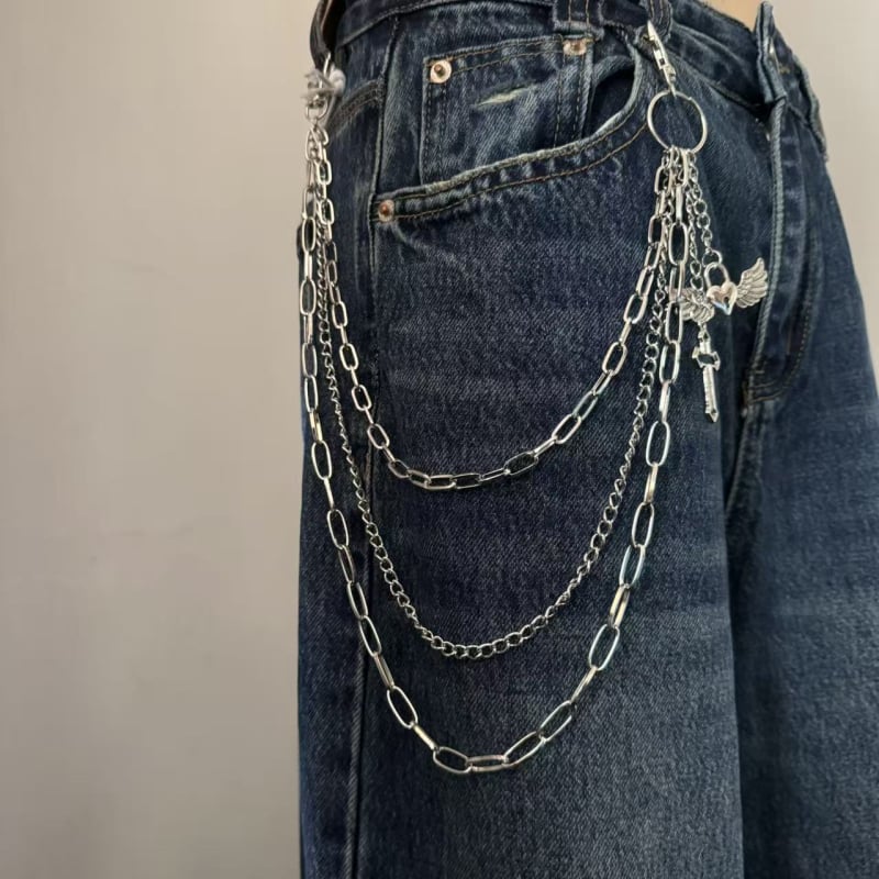 Metalni kaiš za struk s trostrukim dizajnom, križni privjesak, punk hip-hop rok stil
