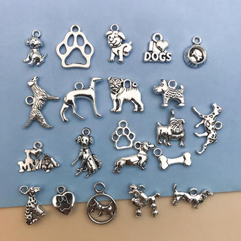 Mješavina od 20 tibetskih srebrnih dodataka za štenad – ručno izrađeni DIY retro legirani nakit: ogrlica, naušnice i privjesak.