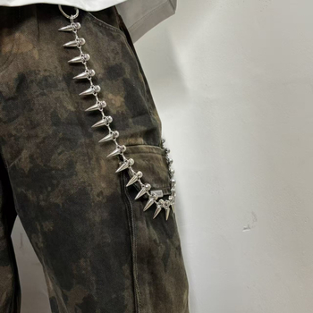 Unisex kaiš za pojas na traperice s glavom metka, punk hip-hop stil, tamno-metalni završetak