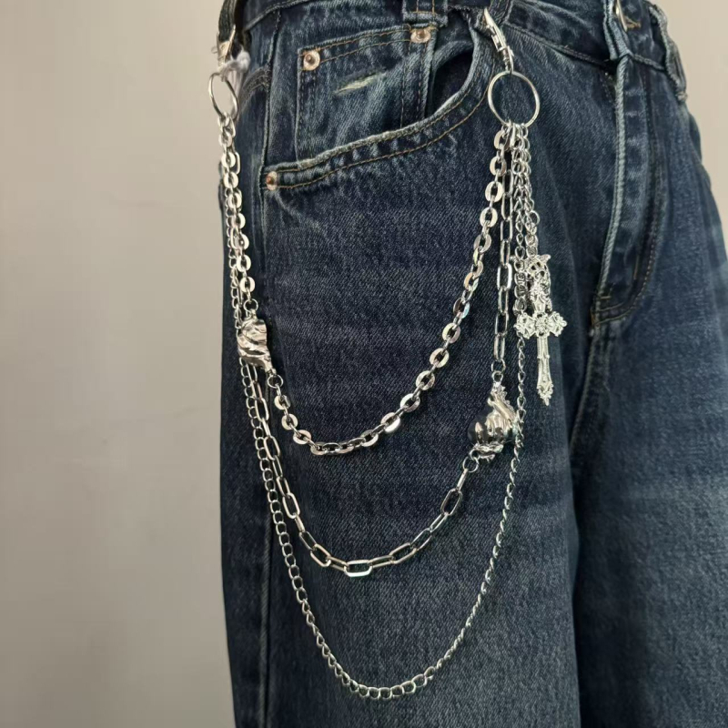 Metalni pojasni lanac s motivom školjke, višeslojni lanac, unisex dodatak za odjeću