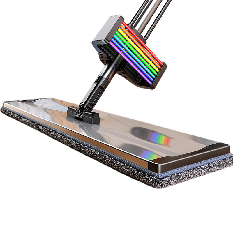 Good Helper Mop s aluminijskom glavom, bez ručnog ispiranja, suho i mokro korištenje, lagan, mikrovlakna glava, drška od nehrđajućeg čelika