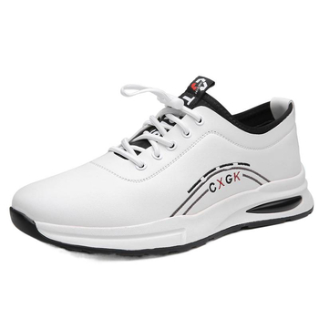 Tavaszi férfi bőrcipő, lélegző, hétköznapi sportcipő slip-on, puha talppal, csúszásmentes, fehér