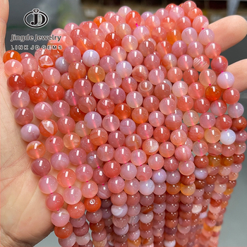 Jingde Jewelry Crveni ahat – okrugle perle, gradijent ružičastog ahata, slobodne perle za DIY narukvicu, 8 mm, Uzorak Osam Očí