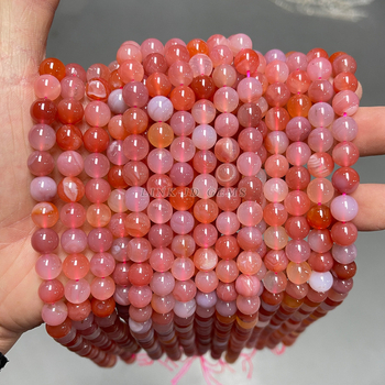 Jingde Jewelry Crveni ahat – okrugle perle, gradijent ružičastog ahata, slobodne perle za DIY narukvicu, 8 mm, Uzorak Osam Očí